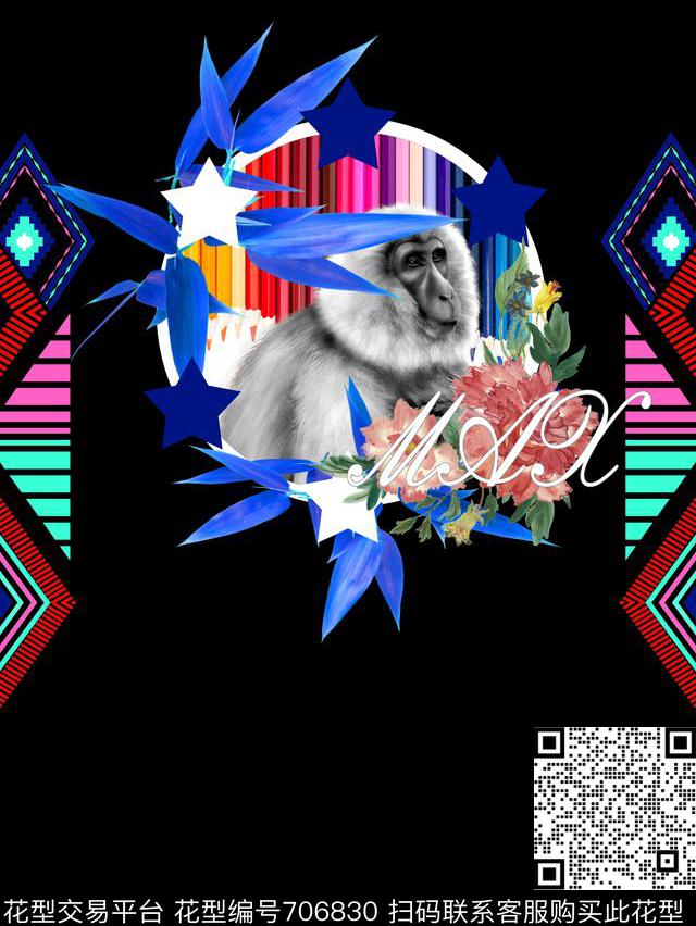 MAX-女装花卉定位几何菱形方块数码印花华亿平台下载（图片编号: 706830） - 瓦栏（Walan）