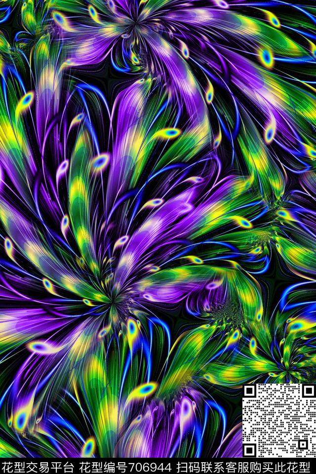 光影分形抽象数码印花华亿平台下载（图片编号: 706944） - 瓦栏（Walan）