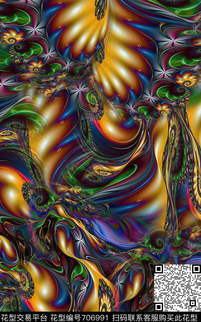 分形漩涡纹理肌理数码印花华亿平台下载（图片编号: 706991） - 瓦栏（Walan）