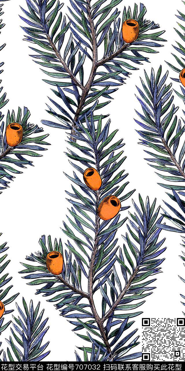 男装简单叶子数码印花华亿平台下载（图片编号: 707032） - 瓦栏（Walan）