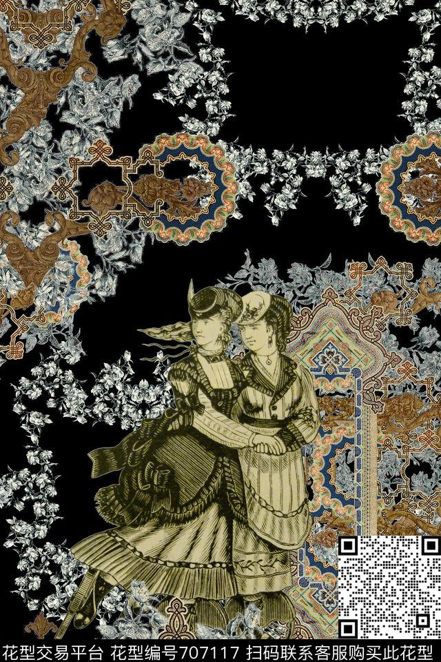 精美手绘花纹数码印花华亿平台下载（图片编号: 707117） - 瓦栏（Walan）