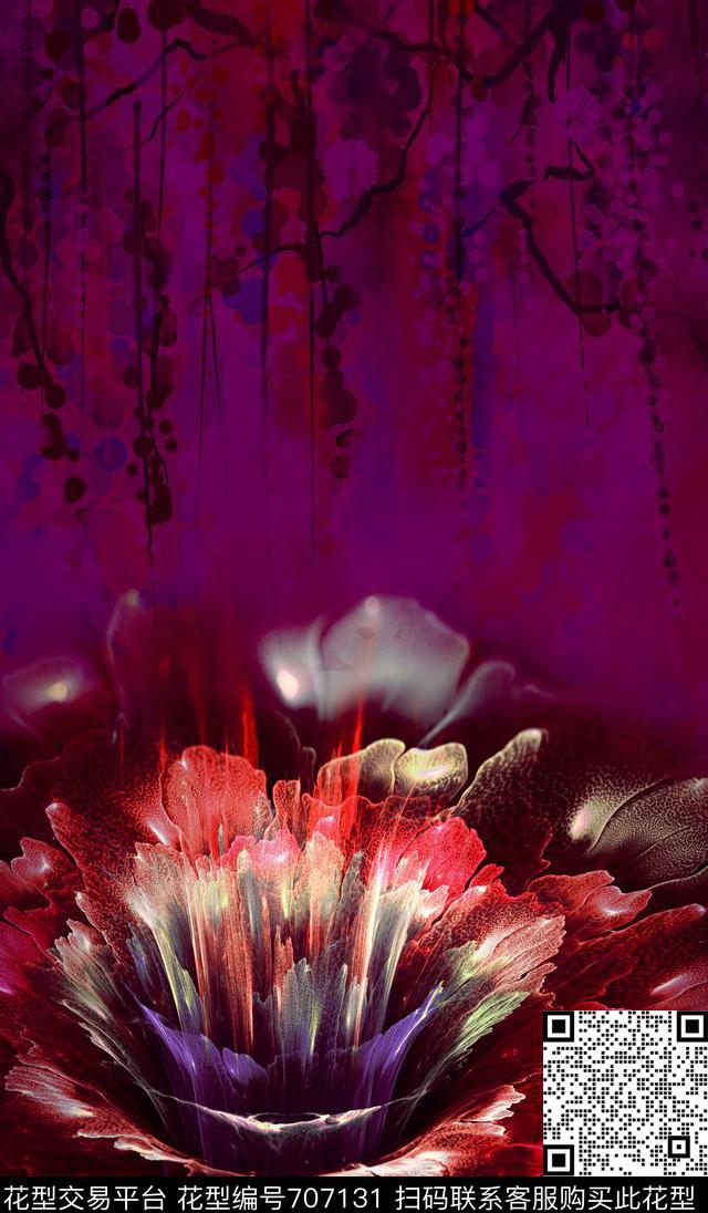 中老年真丝花卉数码印花华亿平台下载（图片编号: 707131） - 瓦栏（Walan）