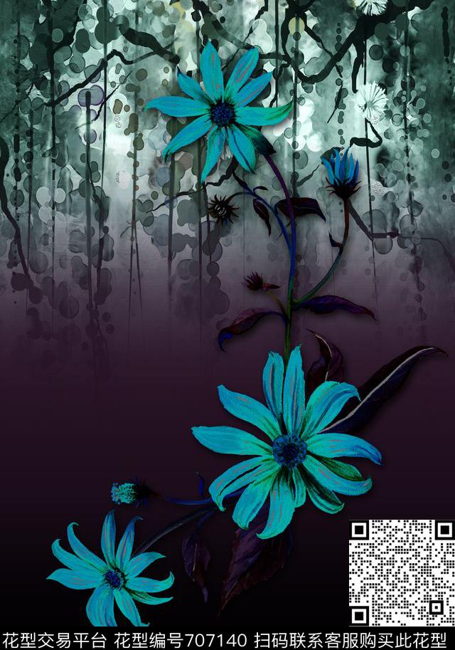 定位朦胧真丝数码印花华亿平台下载（图片编号: 707140） - 瓦栏（Walan）