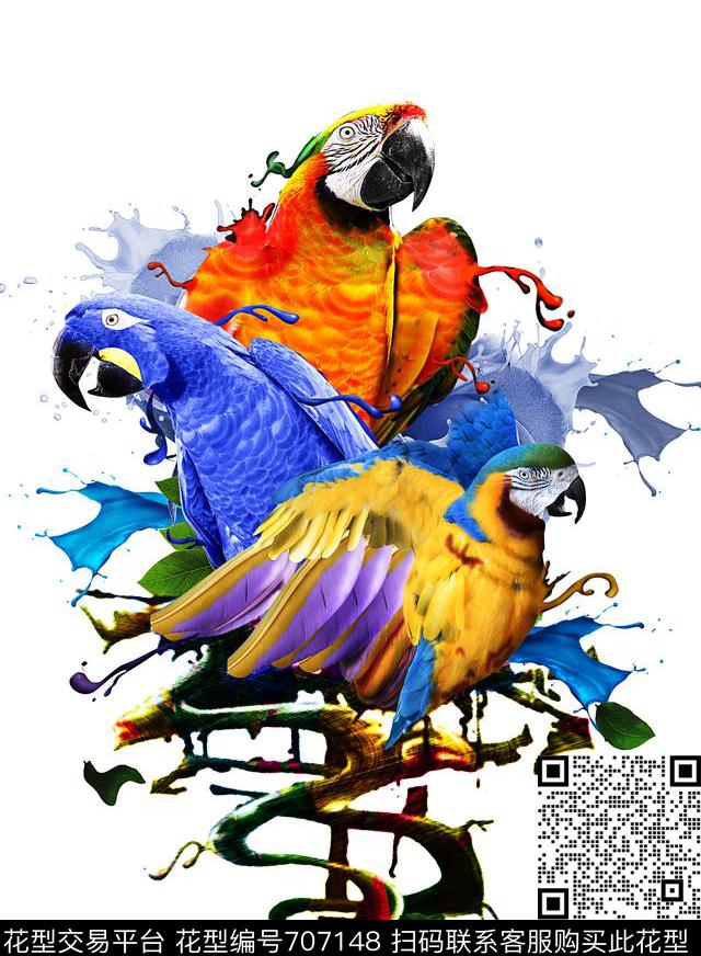 欧美潮牌男装T恤飞彩鹦鹉鹦鹉数码印花华亿平台下载（图片编号: 707148） - 瓦栏（Walan）