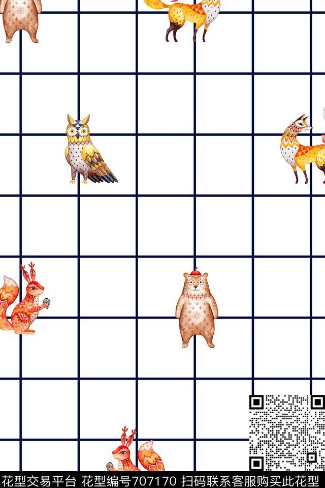狗松鼠猫头鹰数码印花华亿平台下载（图片编号: 707170） - 瓦栏（Walan）
