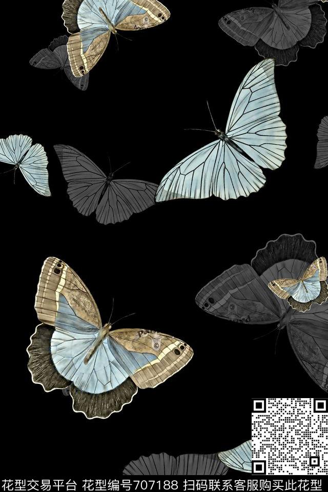 蝴蝶休闲男装男装羽绒服数码印花华亿平台下载（图片编号: 707188） - 瓦栏（Walan）