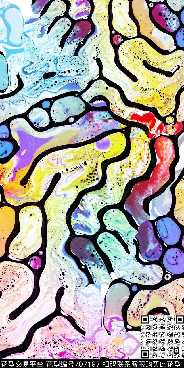几何抽象弯曲数码印花华亿平台下载（图片编号: 707197） - 瓦栏（Walan）