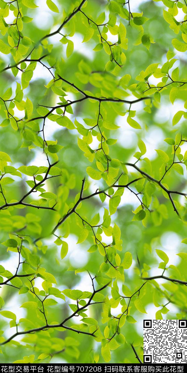 满版花数码花卉类树叶数码印花华亿平台下载（图片编号: 707208） - 瓦栏（Walan）