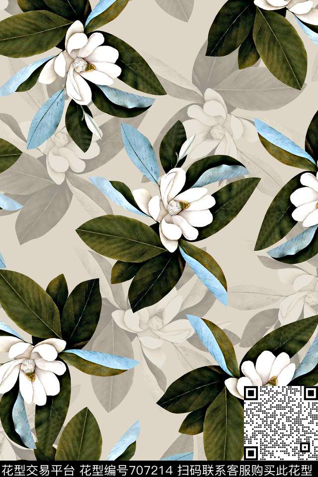 抽象手绘满版花卉最新高清数码水彩花卉时尚潮流大牌复古欧美风女装花卉数码印花华亿平台下载（图片编号: 707214） - 瓦栏（Walan）