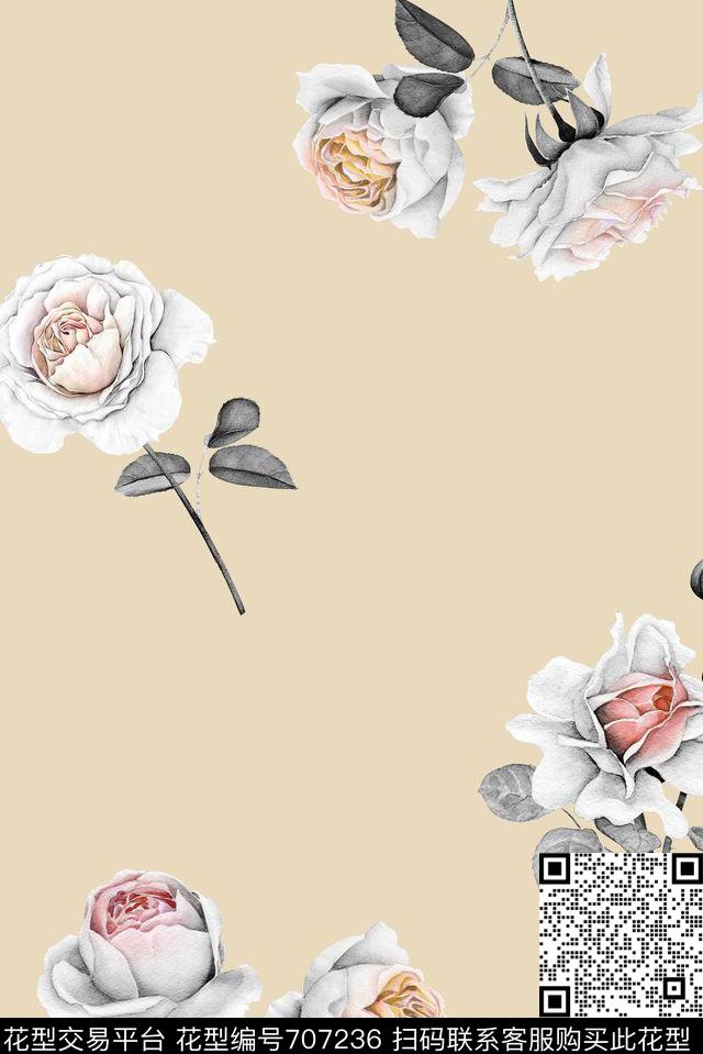 兰花花朵花卉数码印花华亿平台下载（图片编号: 707236） - 瓦栏（Walan）