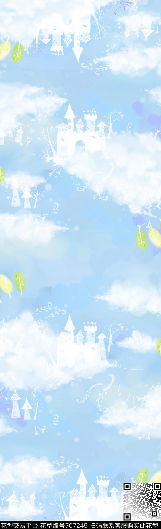 卡通长围巾梦幻长丝巾围巾数码印花华亿平台下载（图片编号: 707245） - 瓦栏（Walan）