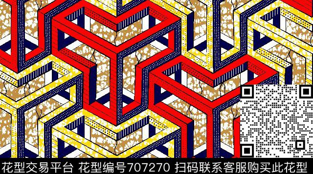 蜡印方形几何传统印花华亿平台下载（图片编号: 707270） - 瓦栏（Walan）