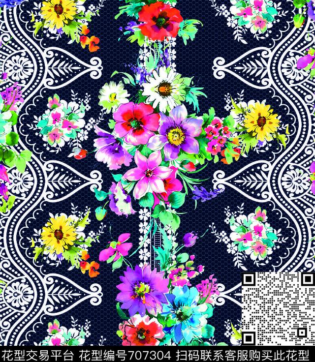 MAX-女装花卉蕾丝几何手绘水彩花卉数码印花华亿平台下载（图片编号: 707304） - 瓦栏（Walan）