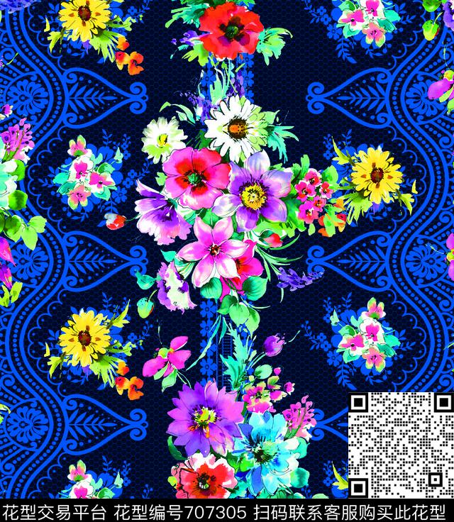 MAX-女装花卉蕾丝几何手绘水彩花卉数码印花华亿平台下载（图片编号: 707305） - 瓦栏（Walan）