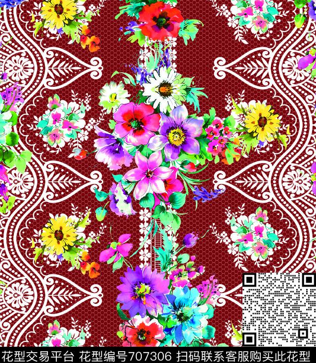 MAX-女装花卉蕾丝几何手绘水彩花卉数码印花华亿平台下载（图片编号: 707306） - 瓦栏（Walan）