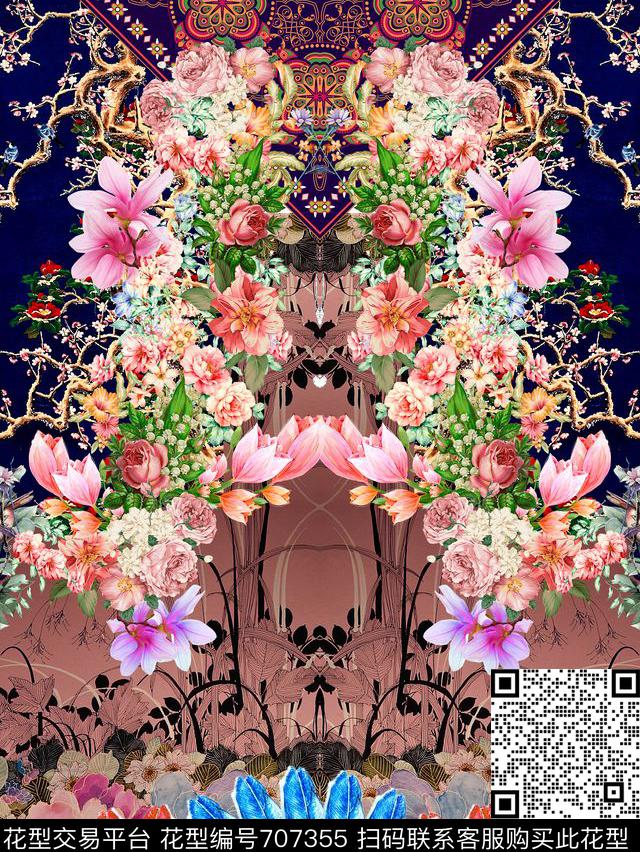 山水画民族风中国风数码印花华亿平台下载（图片编号: 707355） - 瓦栏（Walan）