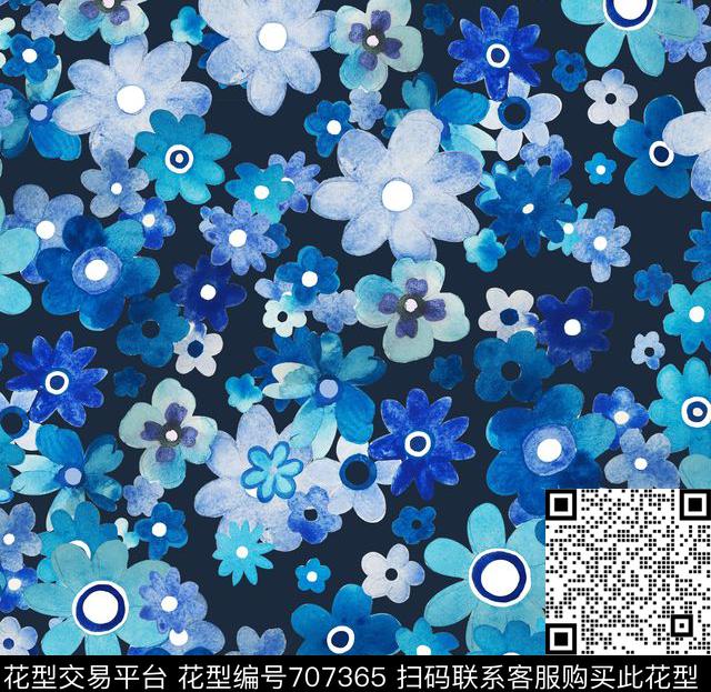 欧美风花卉印花水彩花卉手绘时尚花卉印花数码印花华亿平台下载（图片编号: 707365） - 瓦栏（Walan）