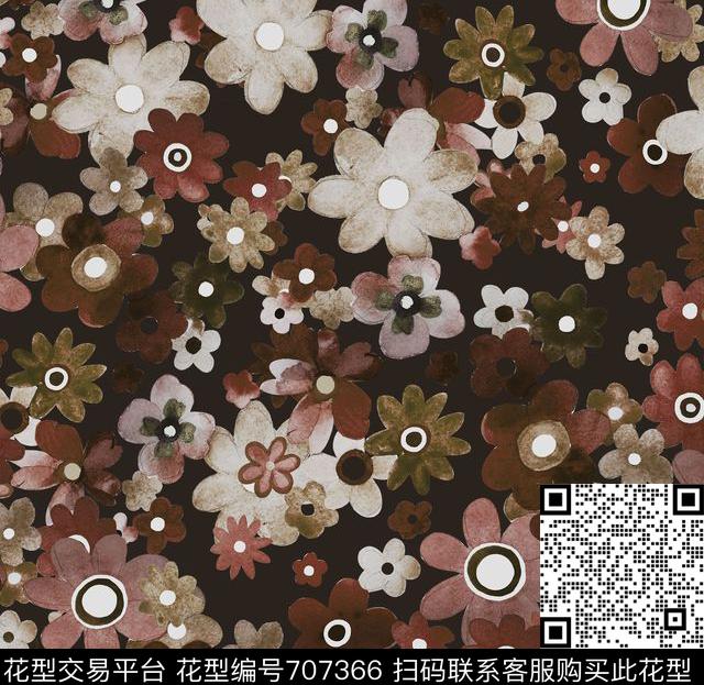 欧美风花卉印花水彩花卉手绘时尚花卉印花数码印花华亿平台下载（图片编号: 707366） - 瓦栏（Walan）