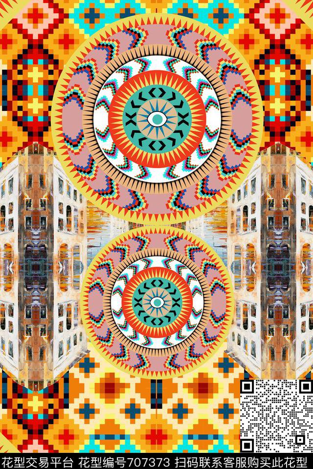 女装手绘民族风数码印花华亿平台下载（图片编号: 707373） - 瓦栏（Walan）