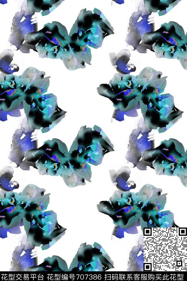 手绘抽象水彩水墨中国风传统印花华亿平台下载（图片编号: 707386） - 瓦栏（Walan）