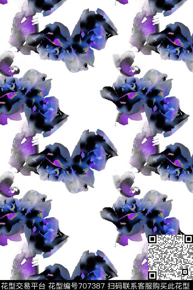 手绘抽象水彩水墨中国风传统印花华亿平台下载（图片编号: 707387） - 瓦栏（Walan）