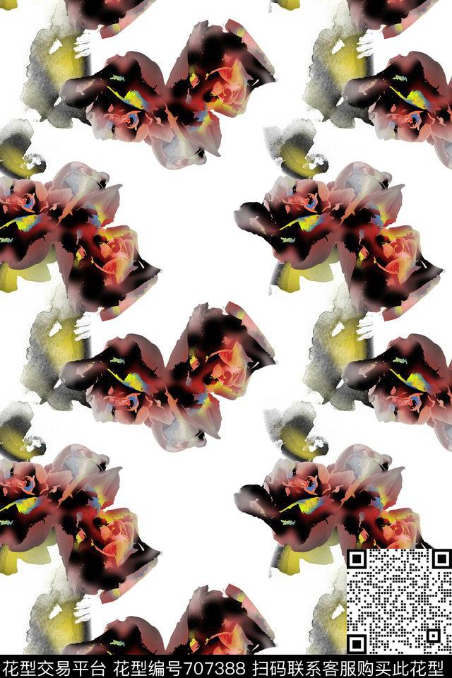 手绘抽象水彩水墨中国风传统印花华亿平台下载（图片编号: 707388） - 瓦栏（Walan）