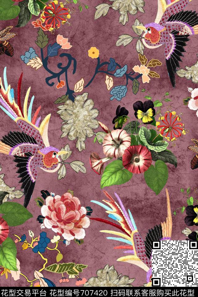 时尚民族风绣花数码印花华亿平台下载（图片编号: 707420） - 瓦栏（Walan）