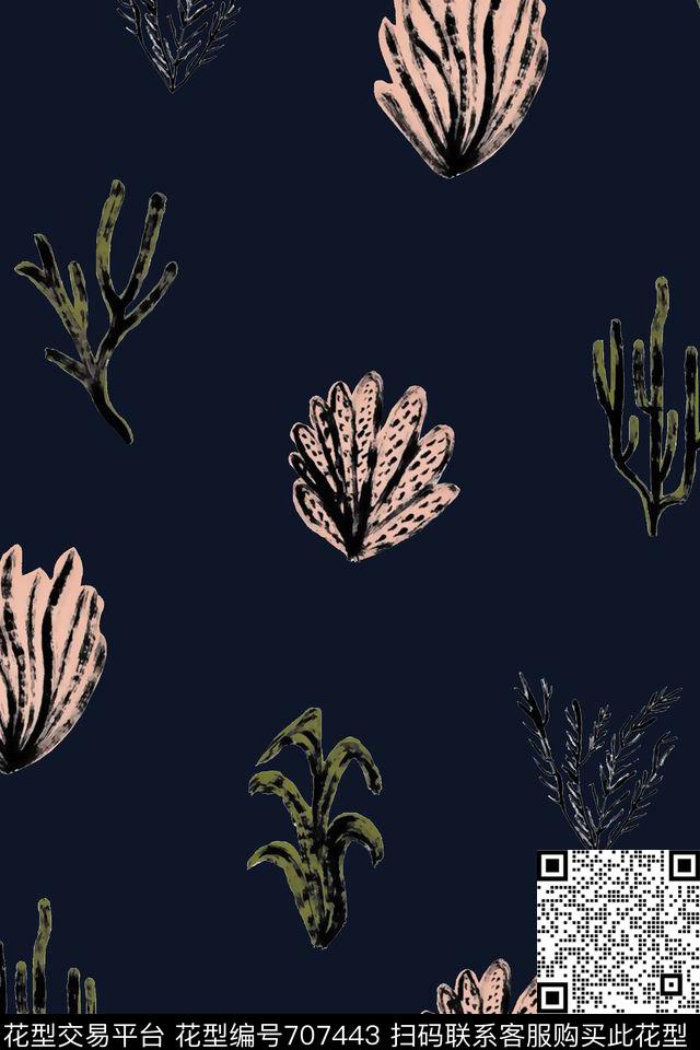 热带植物树叶男装外套数码印花华亿平台下载（图片编号: 707443） - 瓦栏（Walan）