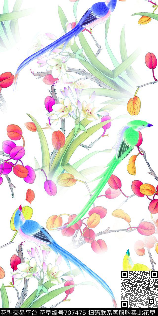 小碎花花鸟花卉数码印花华亿平台下载（图片编号: 707475） - 瓦栏（Walan）