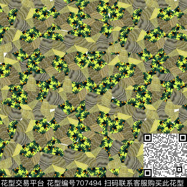 不规则波浪色块波浪传统印花华亿平台下载（图片编号: 707494） - 瓦栏（Walan）