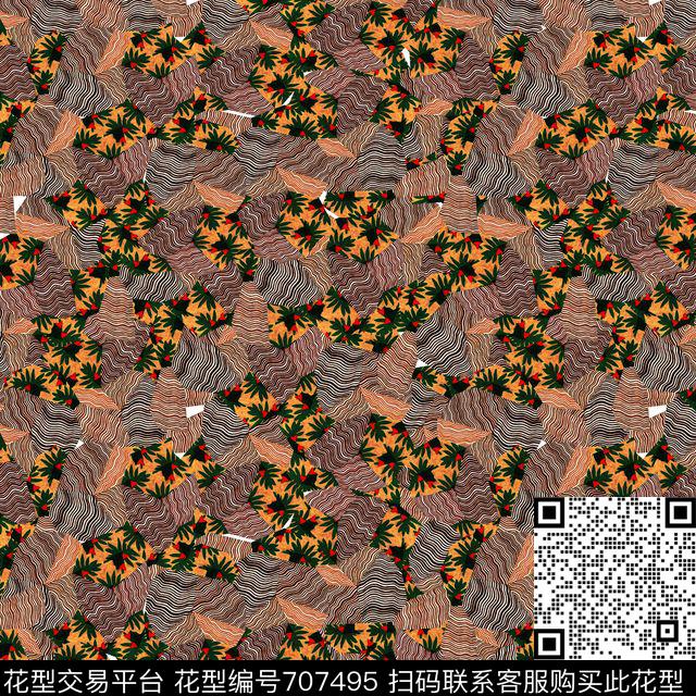 不规则波浪色块波浪传统印花华亿平台下载（图片编号: 707495） - 瓦栏（Walan）