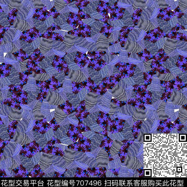 不规则波浪色块波浪传统印花华亿平台下载（图片编号: 707496） - 瓦栏（Walan）