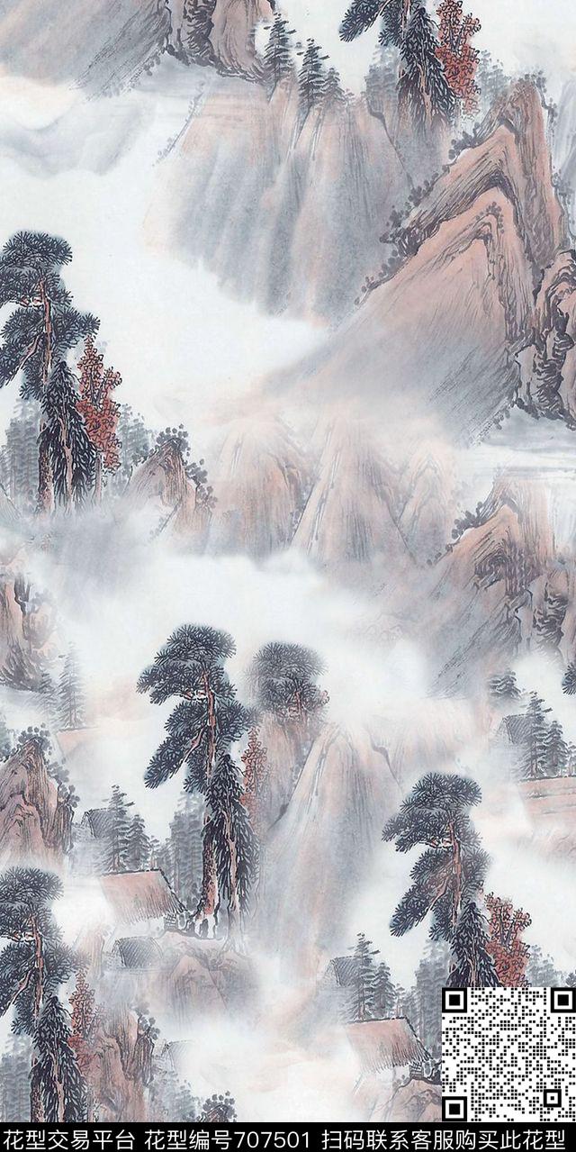 山川山脉风景数码印花华亿平台下载（图片编号: 707501） - 瓦栏（Walan）