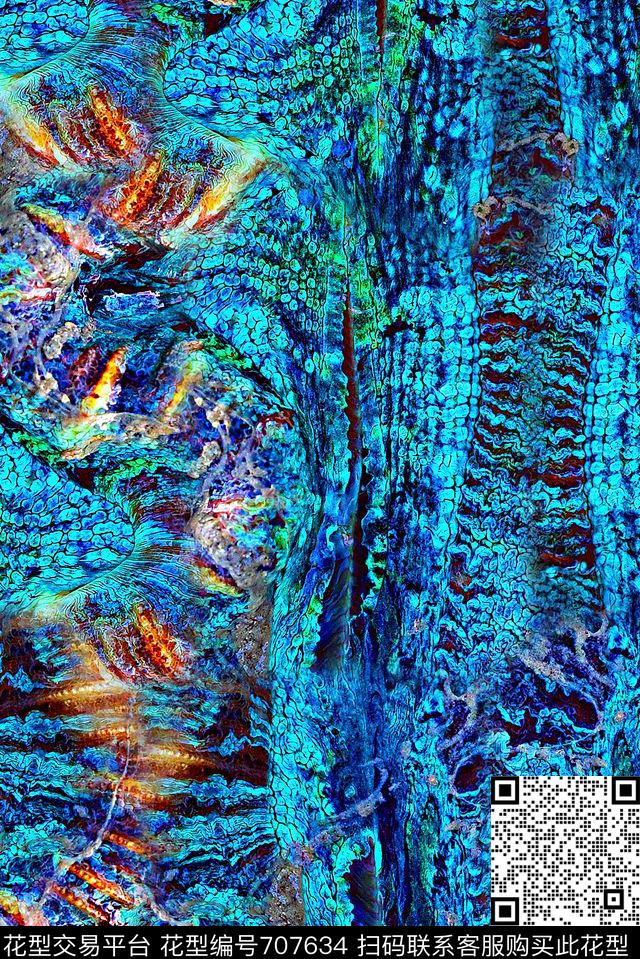 抽象彩绘几何肌理纹印花时尚潮流女装彩色印花纹理印花数码印花华亿平台下载（图片编号: 707634） - 瓦栏（Walan）