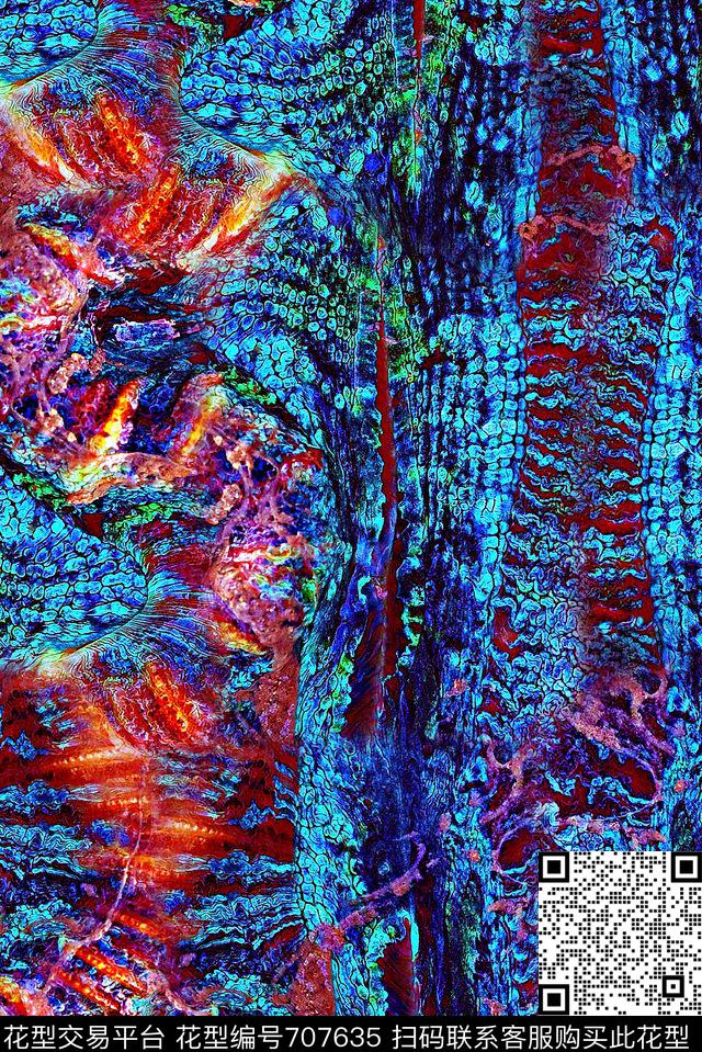 抽象彩绘几何肌理纹印花时尚潮流女装彩色印花纹理印花数码印花华亿平台下载（图片编号: 707635） - 瓦栏（Walan）