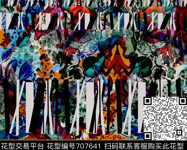 肌理印花抽象肌理条纹数码印花华亿平台下载（图片编号: 707641） - 瓦栏（Walan）