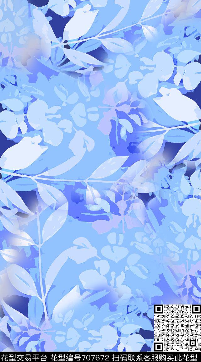 迷彩图案时尚抽象青蓝雅韵系列传统印花华亿平台下载（图片编号: 707672） - 瓦栏（Walan）