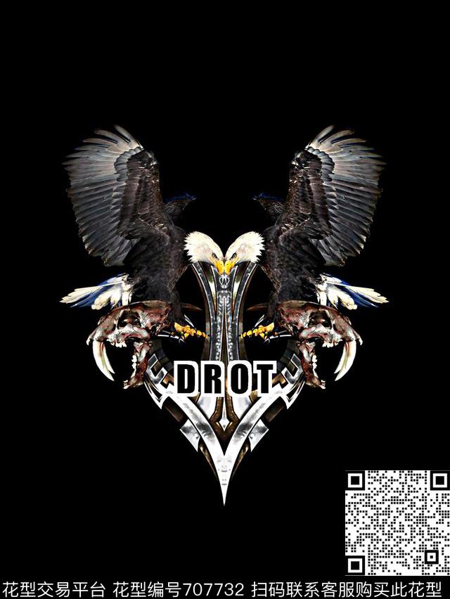 鹰几何男装T恤数码印花华亿平台下载（图片编号: 707732） - 瓦栏（Walan）