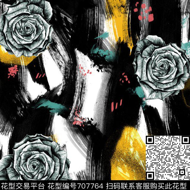 潮流欧美曲线数码印花华亿平台下载（图片编号: 707764） - 瓦栏（Walan）