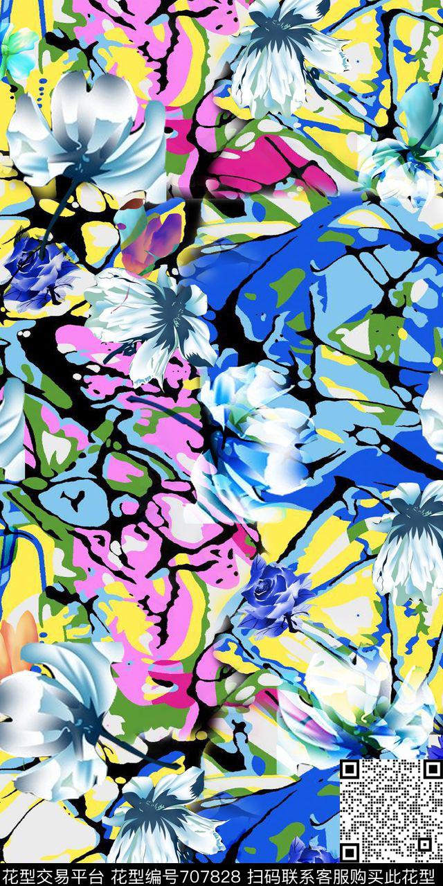 小碎花玫瑰荷花数码印花华亿平台下载（图片编号: 707828） - 瓦栏（Walan）