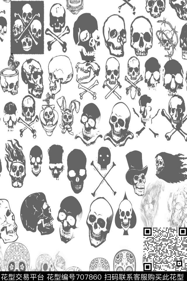 抽象骷髅搞怪数码印花华亿平台下载（图片编号: 707860） - 瓦栏（Walan）