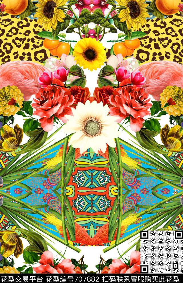 欧式花朵国画数码印花华亿平台下载（图片编号: 707882） - 瓦栏（Walan）