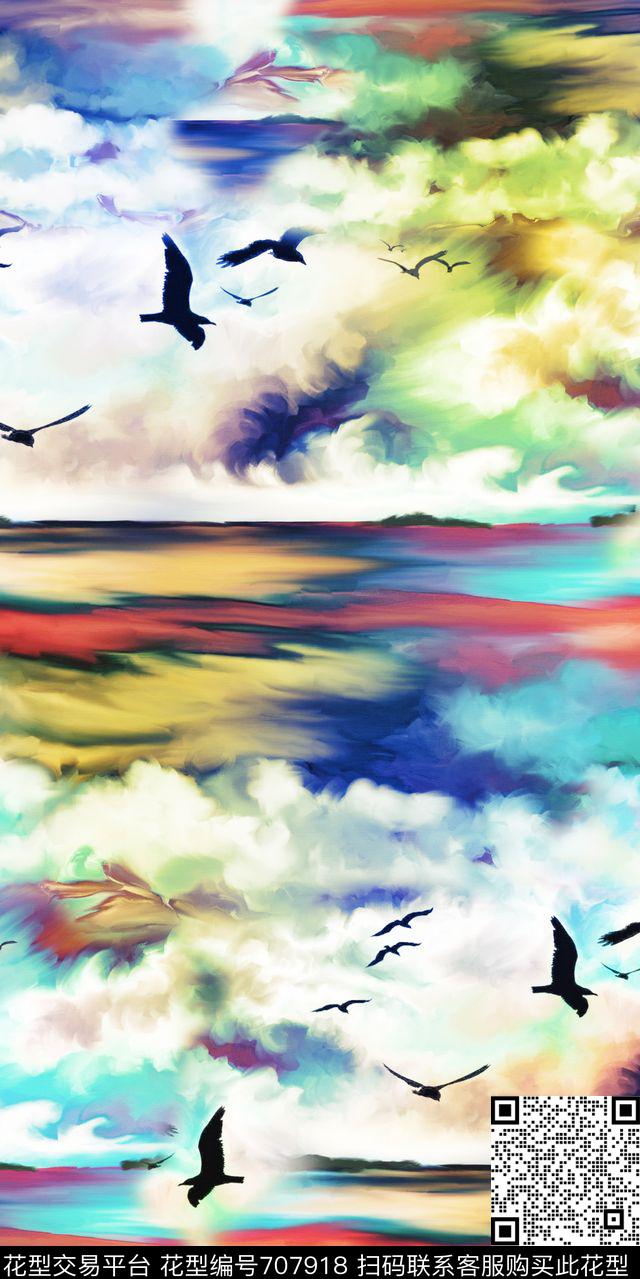 颜色风景云雾数码印花华亿平台下载（图片编号: 707918） - 瓦栏（Walan）