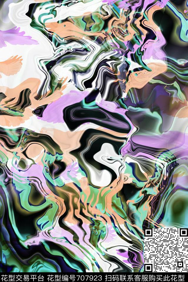 流动波纹几何流光数码印花华亿平台下载（图片编号: 707923） - 瓦栏（Walan）