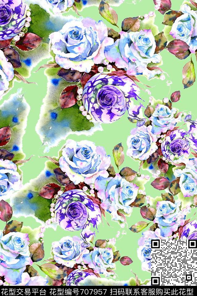 花卉女装小碎花数码印花华亿平台下载（图片编号: 707957） - 瓦栏（Walan）