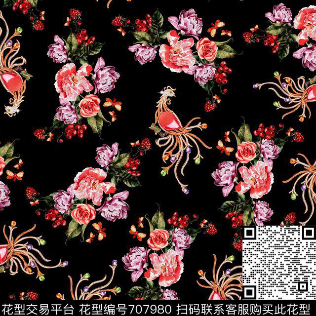 乱花花朵花卉数码印花华亿平台下载（图片编号: 707980） - 瓦栏（Walan）