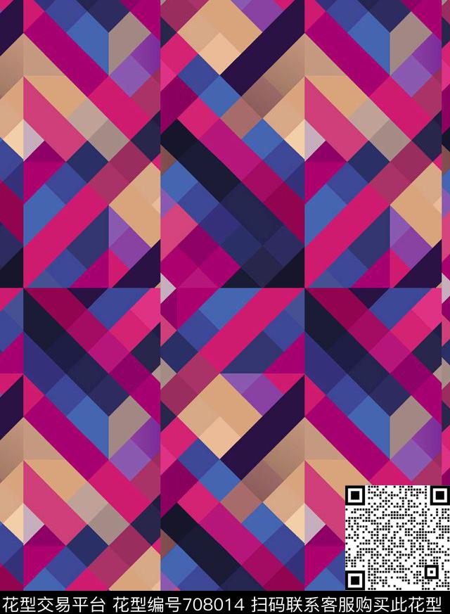 几何格子抽象数码印花华亿平台下载（图片编号: 708014） - 瓦栏（Walan）
