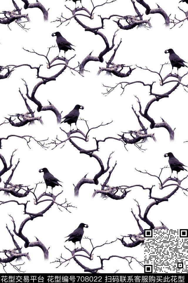 动物黑白抽象数码印花华亿平台下载（图片编号: 708022） - 瓦栏（Walan）