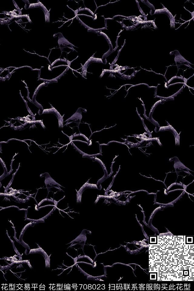 动物黑白抽象数码印花华亿平台下载（图片编号: 708023） - 瓦栏（Walan）