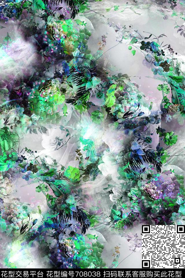 手绘花卉花卉水果组合花草数码印花华亿平台下载（图片编号: 708038） - 瓦栏（Walan）